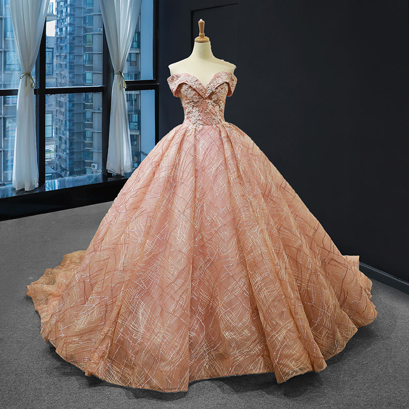 Women Luxurious Sequin Party Evening Dresses Elegant Ball Gown Wedding Dresses - My Store