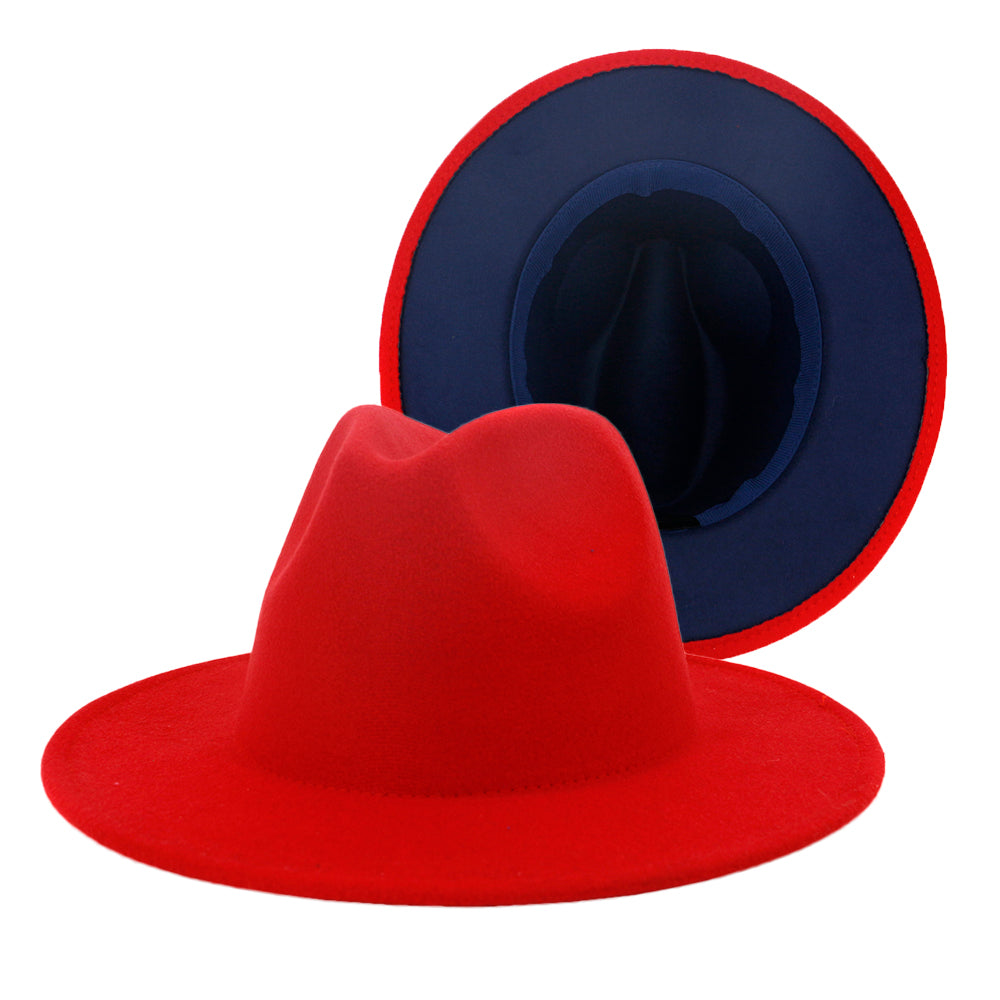 Fedora Hats Women Wholesale Felt Fedora Hats for Men Two Tone Hat Different Color Brim Fedora
