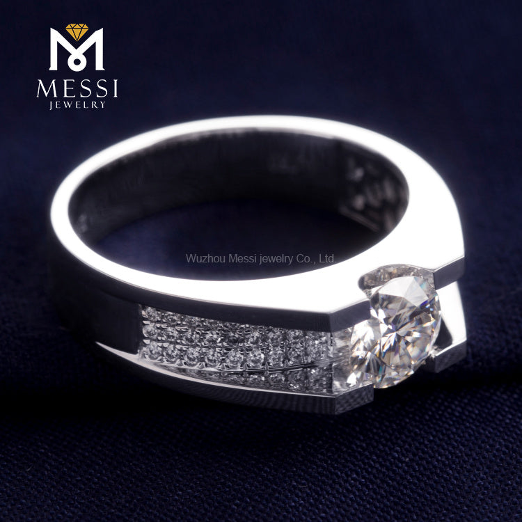 Messi Jewelry 14k 18k White Gold DEF Moissanite Diamond Wedding Ring Jewellery for Men