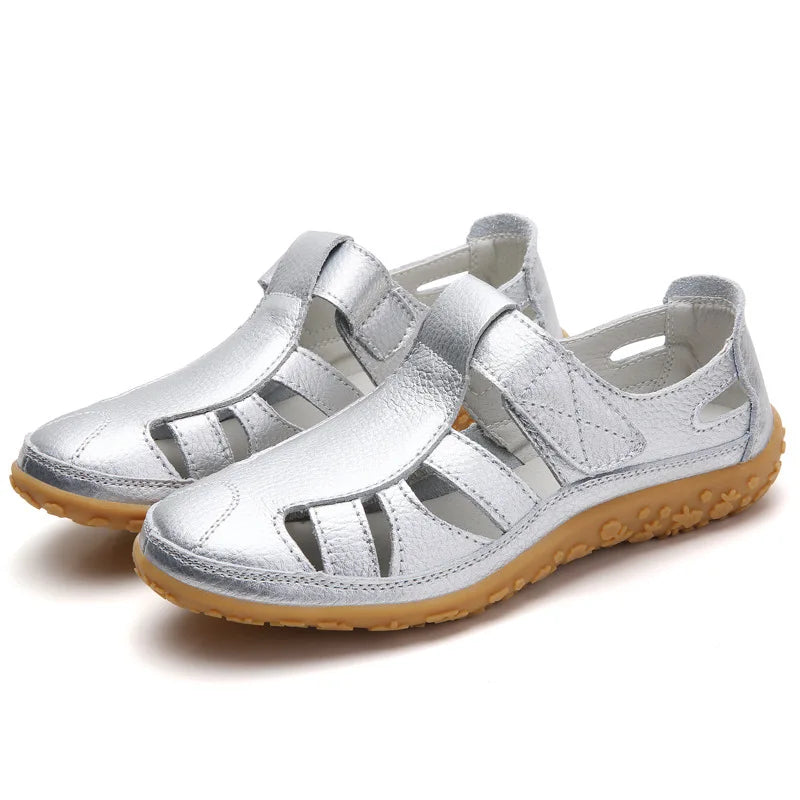 Split Leather Flat Sandals Women Fashion Summer Shoes Anti-Slip Soft Sole Ladies Gladiator Sandal Breathable Sandalias SH031502