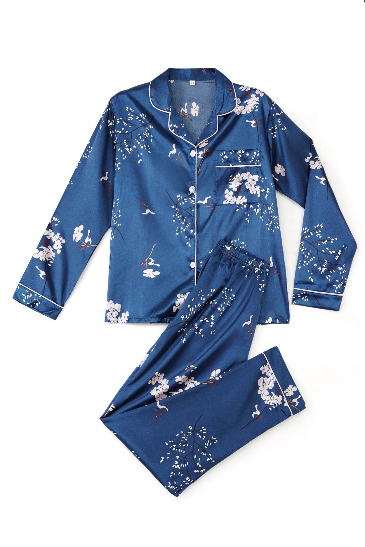 Womens New Arrival Homewear Pajamas Suit Pijamas Sexy Long Sleeve Silk Satin Pajama