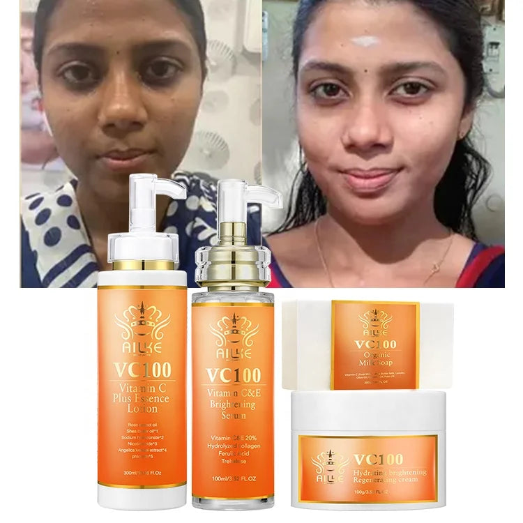 Privated Label Whitening Lightening Face Cream Body Lotion Serum Soap Face Care Vitamin C Skin Care Set for Face