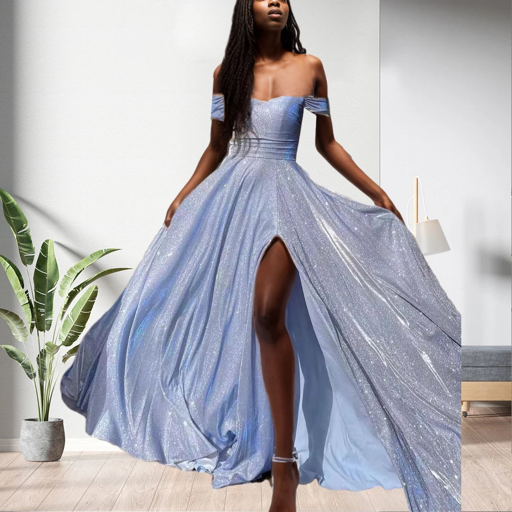 B1205TA34 Cheap Price Luxury Shiny Evening Dress High Slit Gorgeous Prom Wedding Dresses - My Store