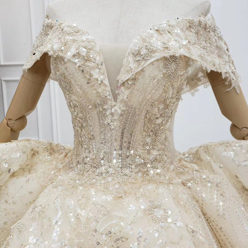 Novia Vestido De Luxury Sequin Beaded Mermaid Sexy Designer Plus Size Off Shoulder Wedding Bridal Dress Wedding Dresses - My Store