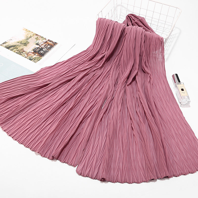 Inner Hijab Under Scarf Long Dubai Pleated Chiffon Hijabs Scarfs 2020 Scarves Muslim