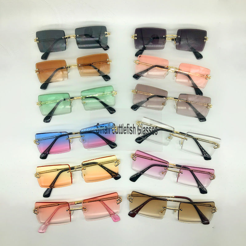 Fashionable Square Sunglasses Vintage Rimless Sunglasses 2022 Women  Custom  2022 Sunglasses