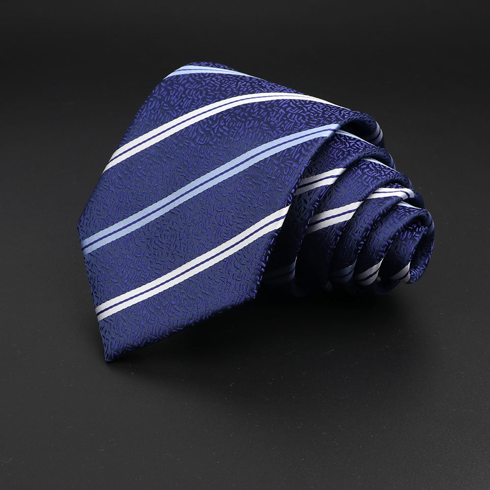 Men's Fashion Neckties Classic Stripe Red Navy Blue Business Formal Wedding Ties Jacquard Woven Solid Tie Polka Dots Neck Ties
