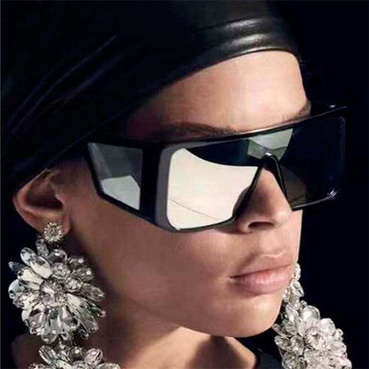 Hot Sell INS Sunglasses Fashion Vintage Rectangle Sunglass Uv400 Ce One Piece Lens Eyewear Sunglasses