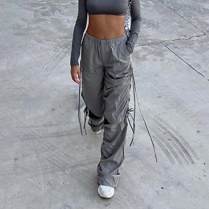 XY22031SK Women's Pants & Trousers Women Clothing With Side Pockets High Waist Cargo Pants Women Baggy Pants