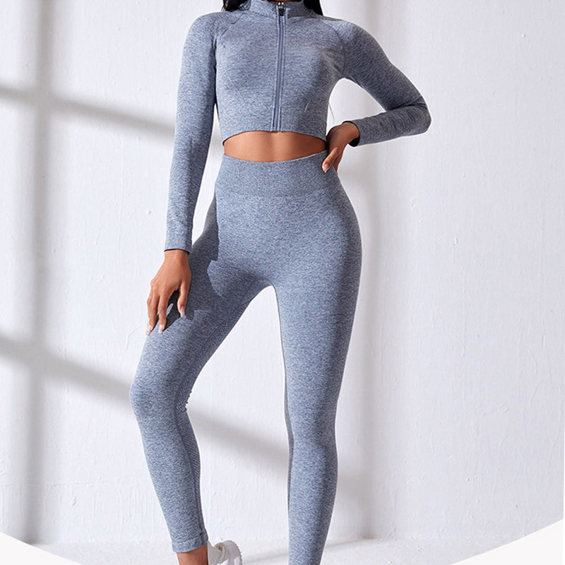 Yoga Sets Sport Rib Activewear Set Girls Seamless Fitness Suit Workout Clothes Athletic Wear Women Gym Set