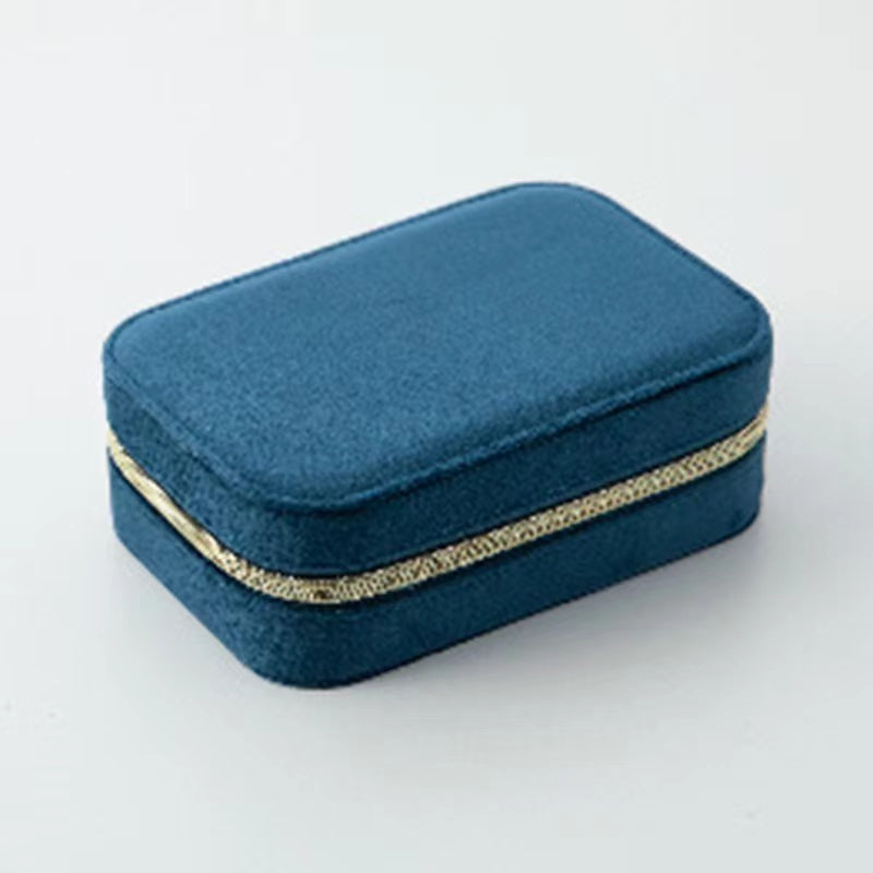 Travel Jewelry Box Ladies Velvet Jewelry Storage Box Zipper Travel Jewelry Organizer