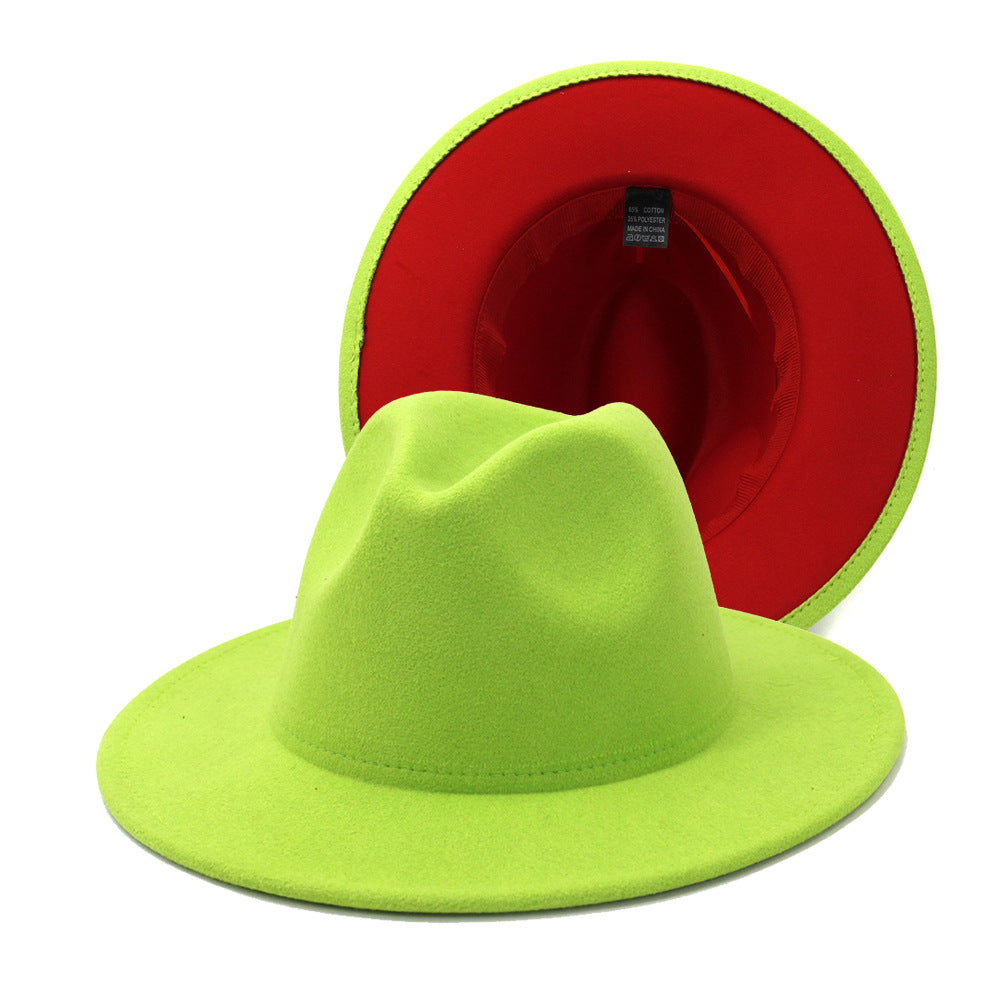 Fedora Hats Women Wholesale Felt Fedora Hats for Men Two Tone Hat Different Color Brim Fedora