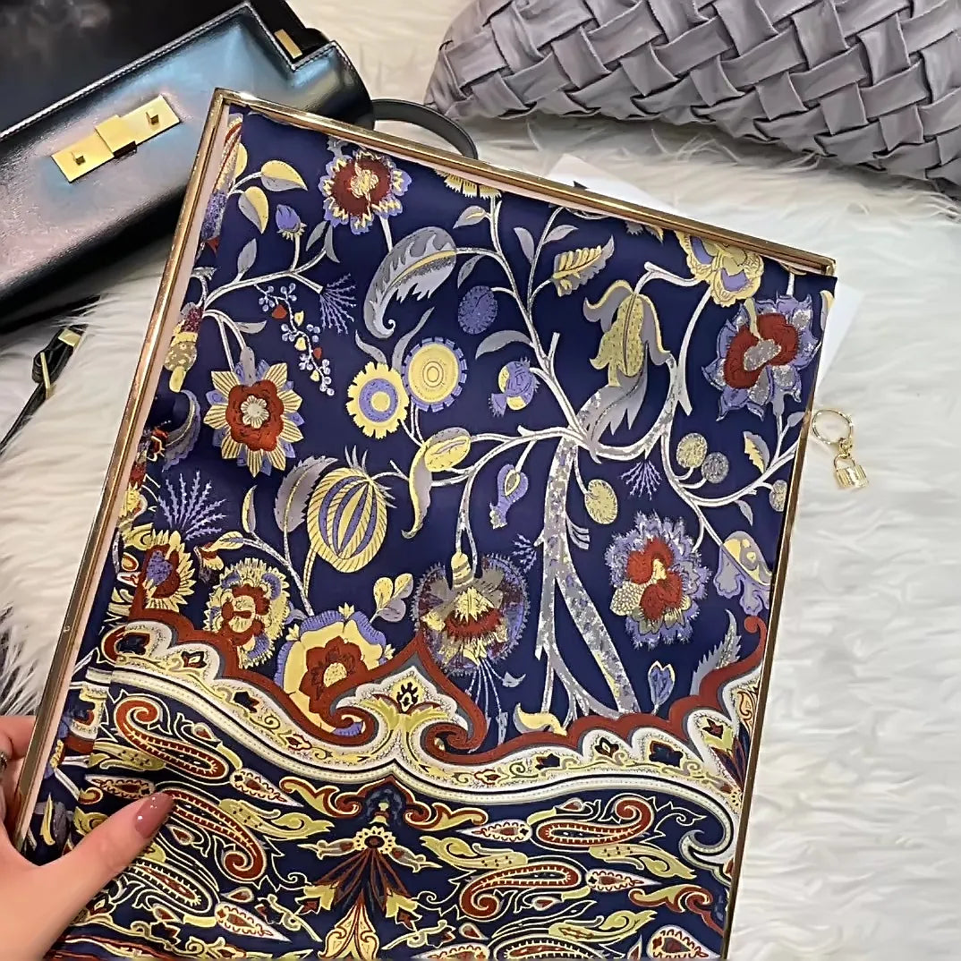 BYSIFA| Blue Red 100% Natural Silk Scarf Hijab Women Fashion Brand Large Square Scarves Shawls Autumn Winter Paisley Scarves