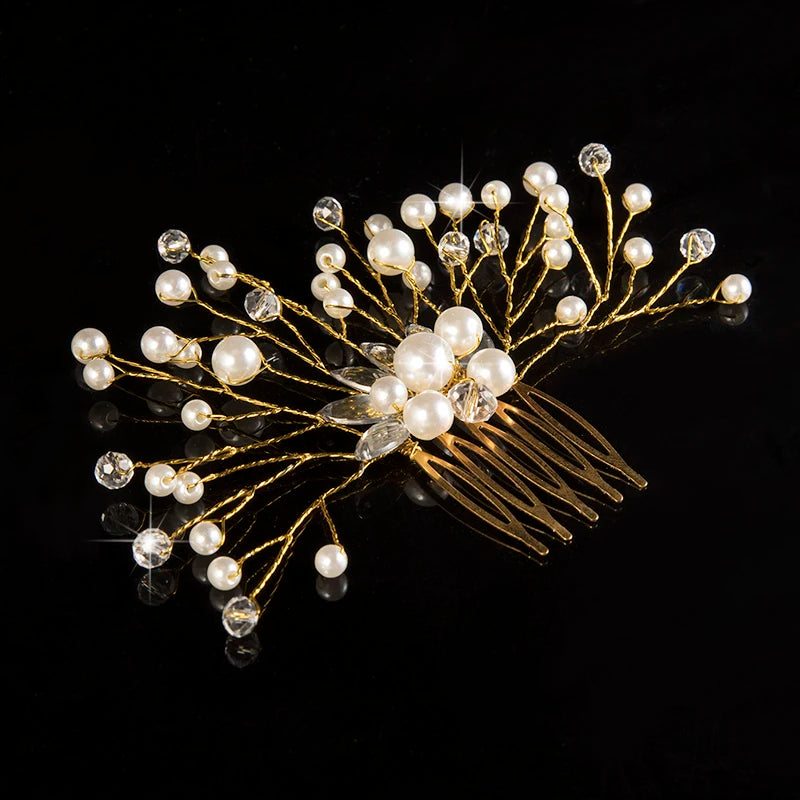 Elegant Bridal Wedding Hair Accessories Crystal Pearl Flower Girl Headband Ribbon Headpiece Hair Jewelry Accessories