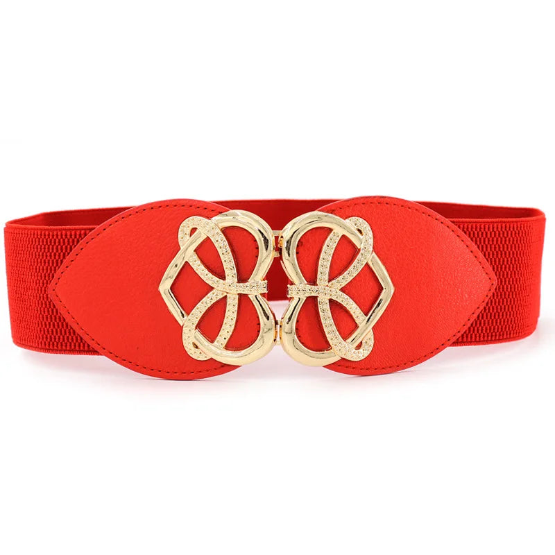 65 Style New Korean Windbreaker Elastic Wide Women Waistband a Variety Alloy Buckle Retro Belt All-Match Dress Women Accessory