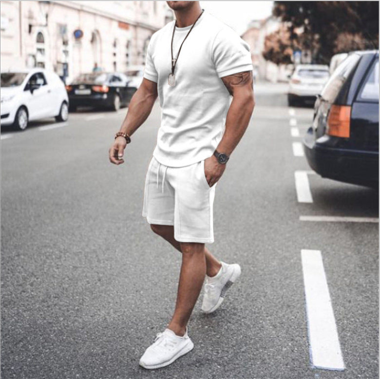 3XL Plus Size Men's Athletic Shirts and Shorts Outfits Short Sleeve Activewear Sports Set Summer Casual Tracksuit