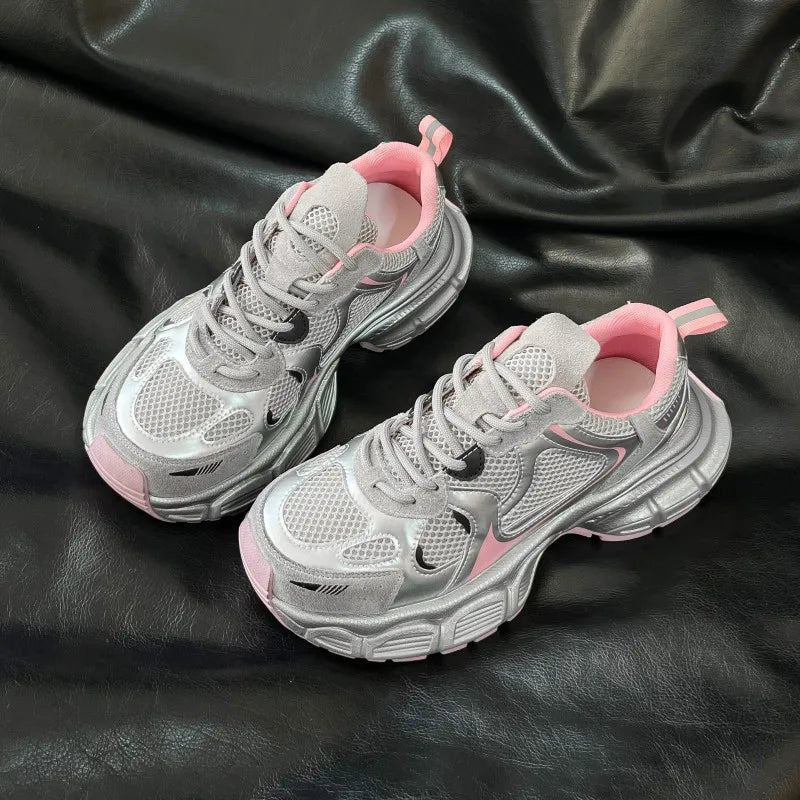 Lady Height Increasing Shoes New Styles Sneakers Chunky Platform Sneakers Fashion Sneakers for Women Real Leather