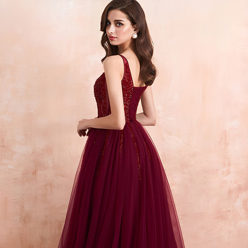 Sleeveless Red Bridesmaid Dress Lace Romantic Bridesmaids Sexy Fashion Wedding Dresses for Bridesmaid - My Store