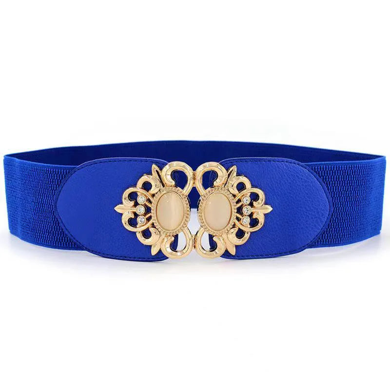 65 Style New Korean Windbreaker Elastic Wide Women Waistband a Variety Alloy Buckle Retro Belt All-Match Dress Women Accessory