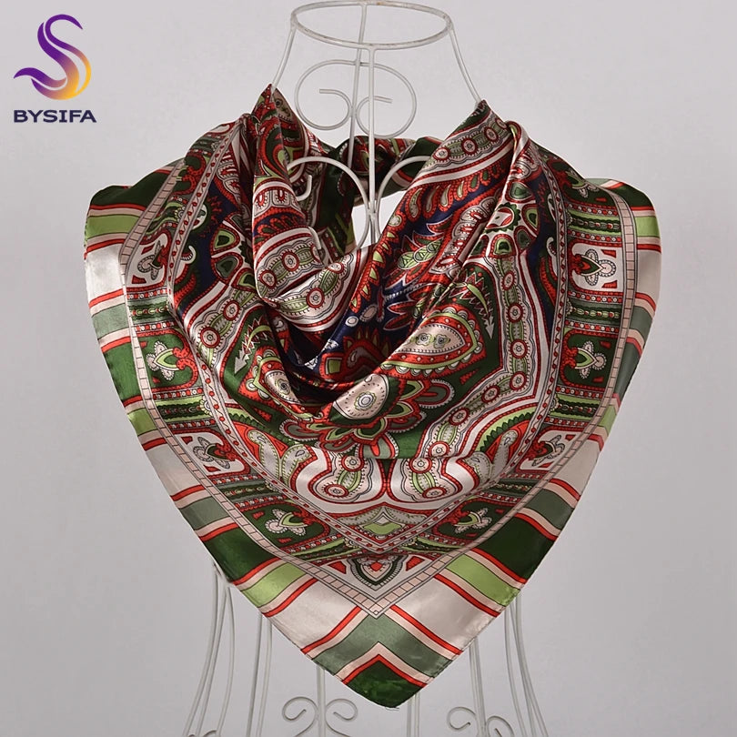 [BYSIFA] Hijab Scarf New Black Women Silk Square Scarf Shawl Luxury Brand Winter Scarves Kerchief Spring Female Fall Head Scarfs