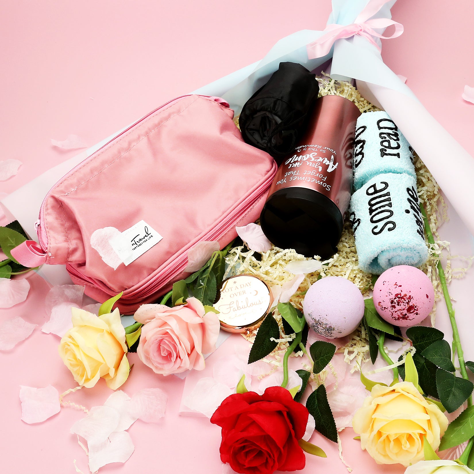 Birthday Gifts Box for Women Friends Unique Thank You Gift Basket for Her Inspirational Care Package Thermos Mug Gift Set