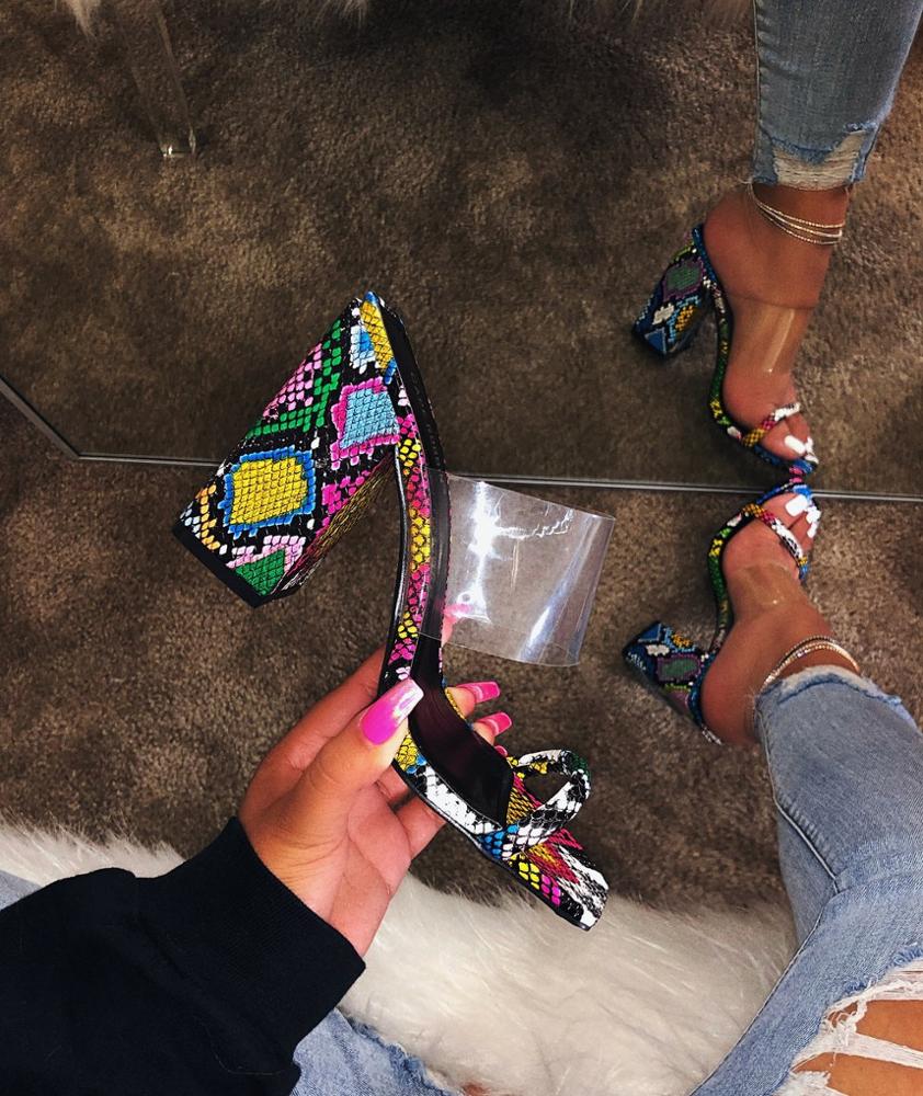 Serpentine Heels Shoes Transparent Fashion Open-Toe Women'S Sandals Wedge Heel
