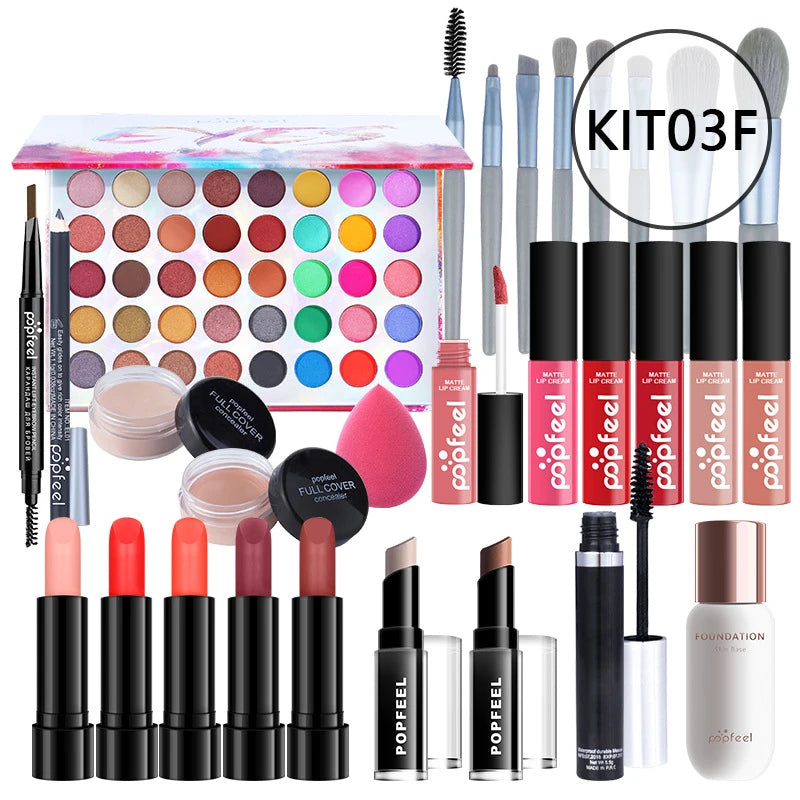 20 Styles Makeup Set Eyeshadow Lipstick Eyebrow Pencil Lip Gloss Makeup Brush Powder Nail Polish With Makeup Bag Cosmetics Kit - My Store