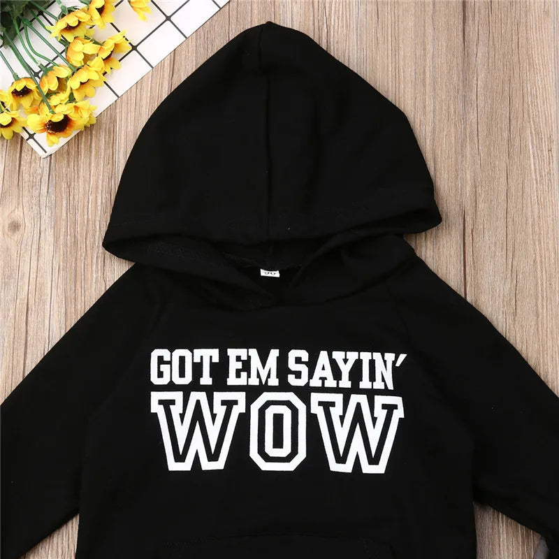 1-6t Boys Clothes Set Black Letter Boys Hooded Sweater Boys Hoodies Tops Camouflage Pants Set Children Boys Outfits