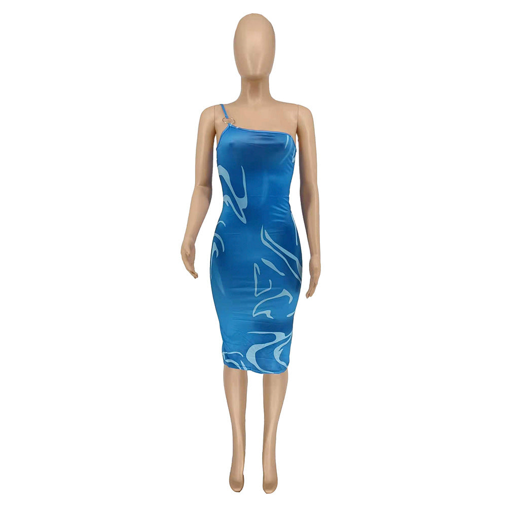 JY040 Fashion Blue Sexy Maxi Elegant Casual Dresses Club Dresses  Summer Dress Womens Clothing