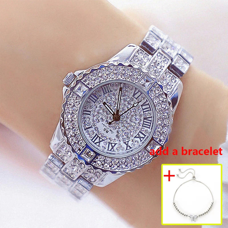 Women Watches Diamond Gold Watch Ladies Wrist Watches Luxury Brand Rhinestone Women's Bracelet Watches Female Relogio Feminino
