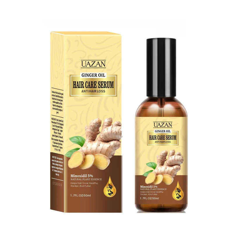 Wholesale 50ml UAZAN Organic Ginger Hair Care Serum Nourishing Scalp Repair Breakage Anti Hair Loss Ginger Hair Growth Oil