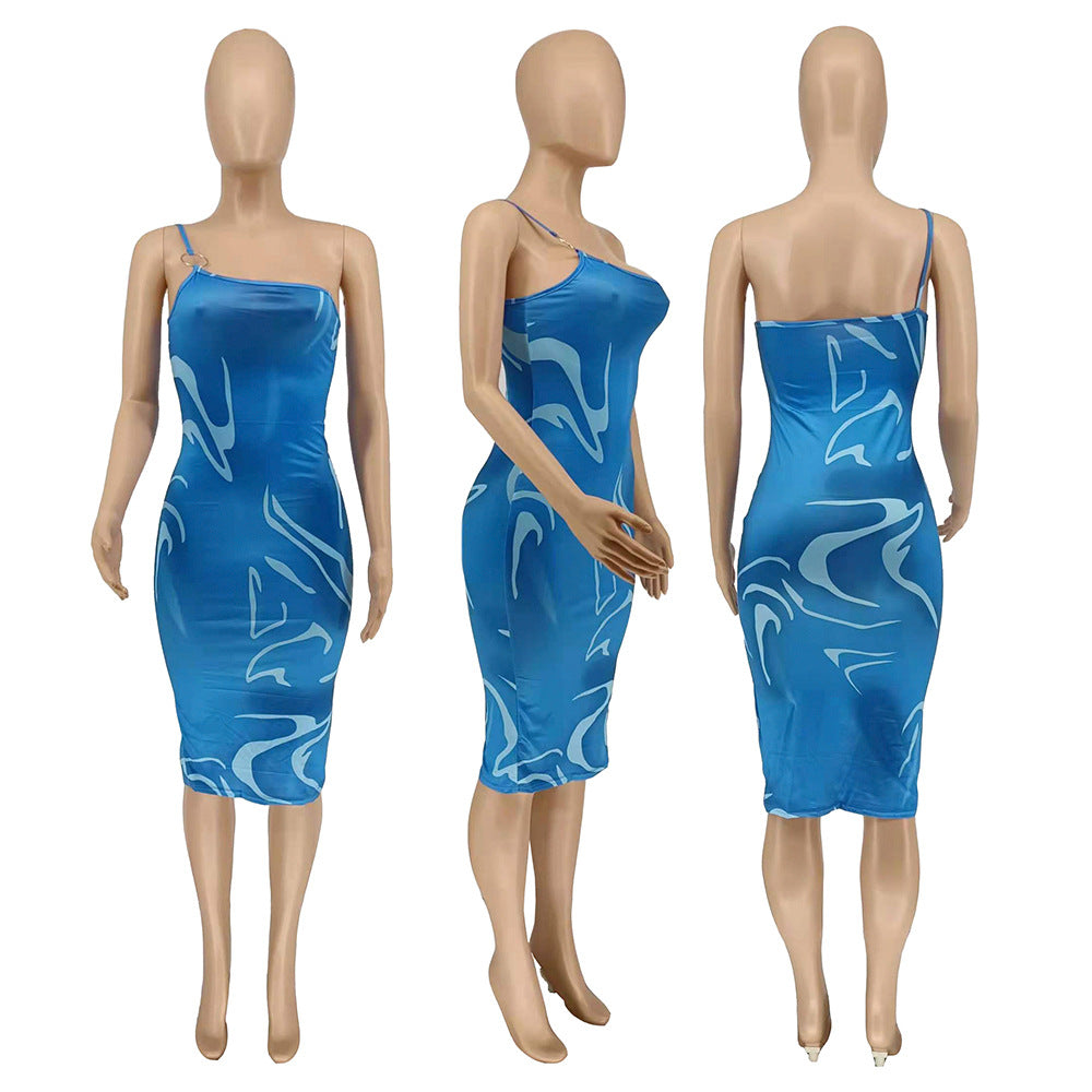 JY040 Fashion Blue Sexy Maxi Elegant Casual Dresses Club Dresses  Summer Dress Womens Clothing