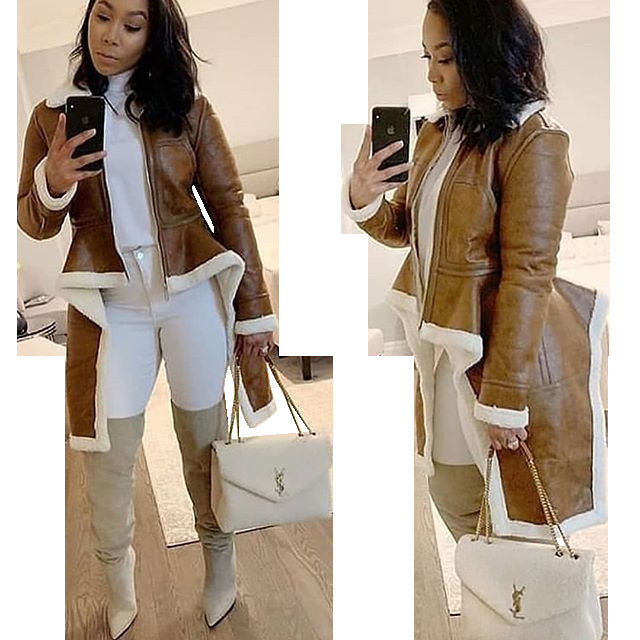 JY040 Designers Wool Coat Womens Jackets and Coat Inside Fur Winter Fashion Plus Size Women's Coats