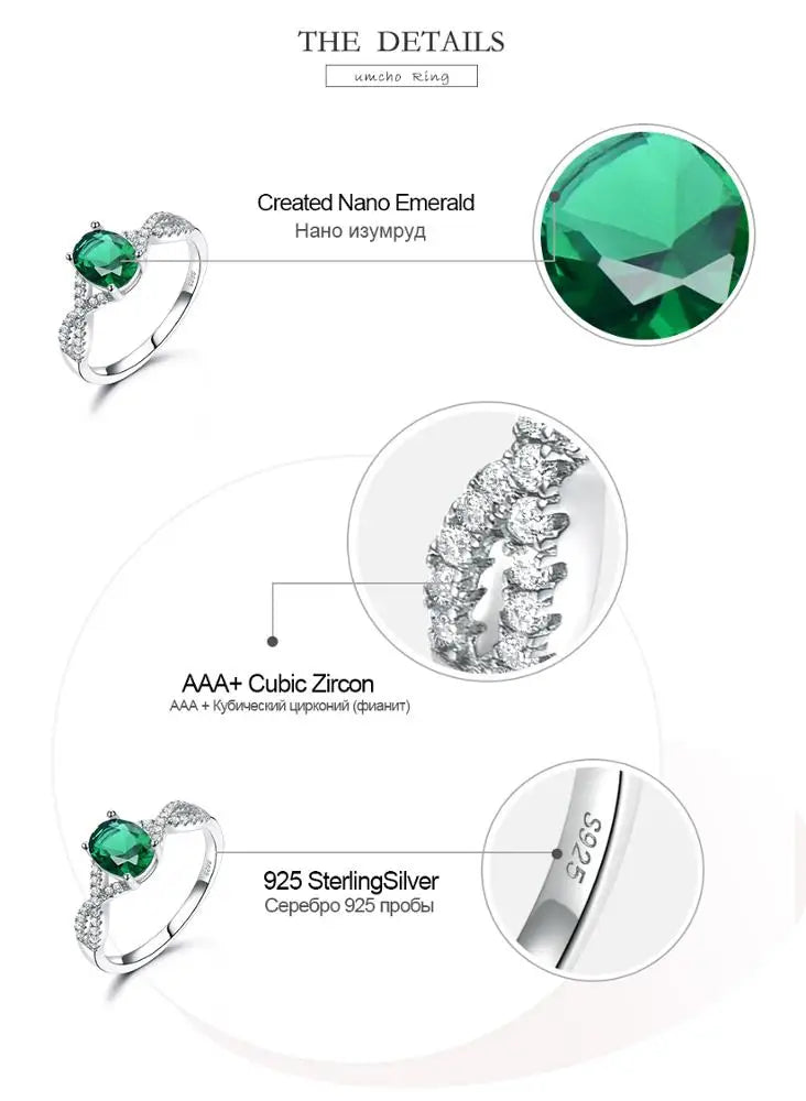 Hot Selling Emerald Zircon Sliver Jewelry Fashion 925 Sterling Silver Women's Rings High Jewellery Rings
