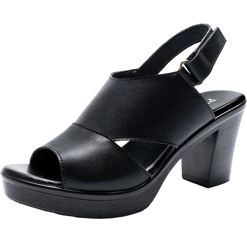 GKTINOO Women's Sandals Genuine Leather Platform Sandal 2025 Summer Thick Sole High Heels Ladies Sandal Summer Shoes for Women