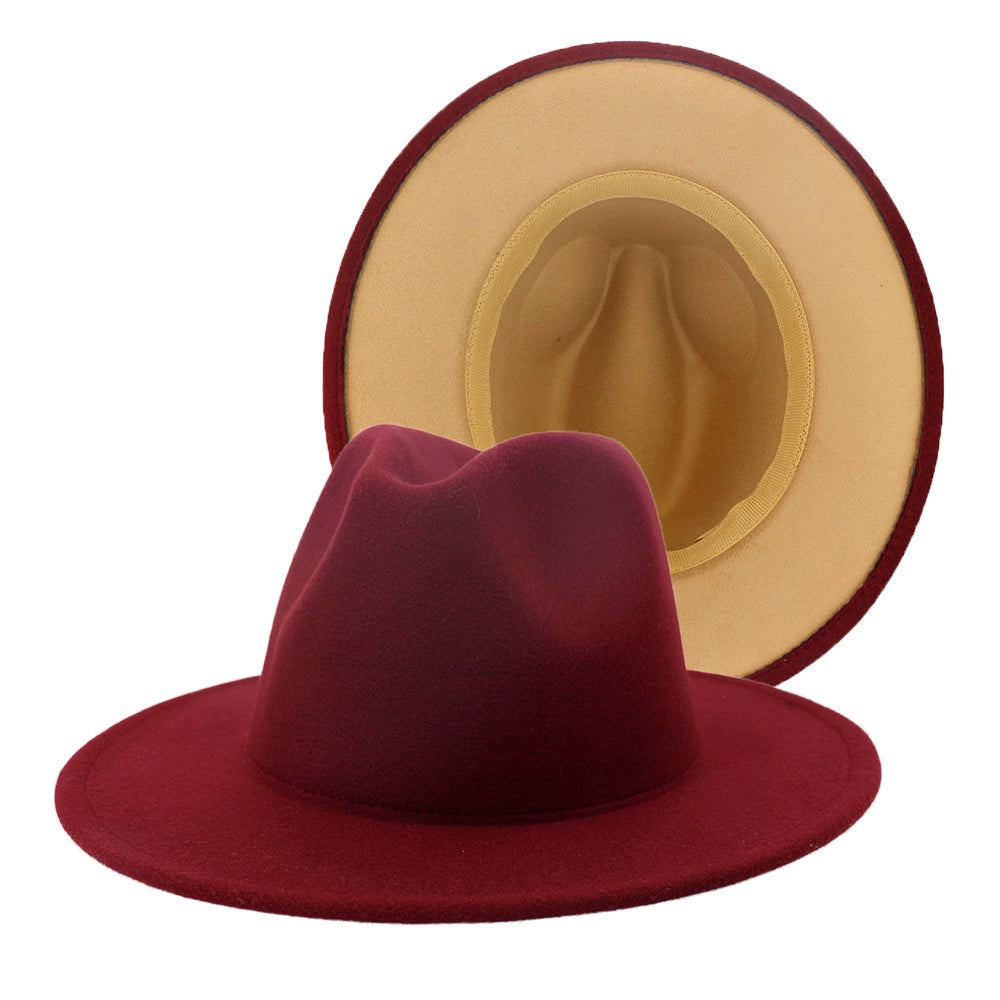 Fedora Hats Women Wholesale Felt Fedora Hats for Men Two Tone Hat Different Color Brim Fedora