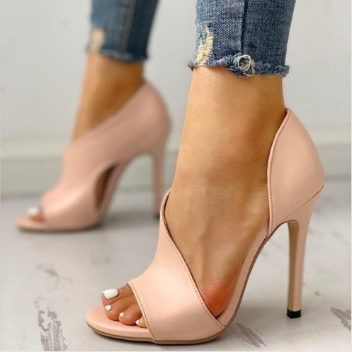 XLL Heels Ladies Summer Thin Heels Open Toes Shoes Fish Mouth Women High Heel Shoes
