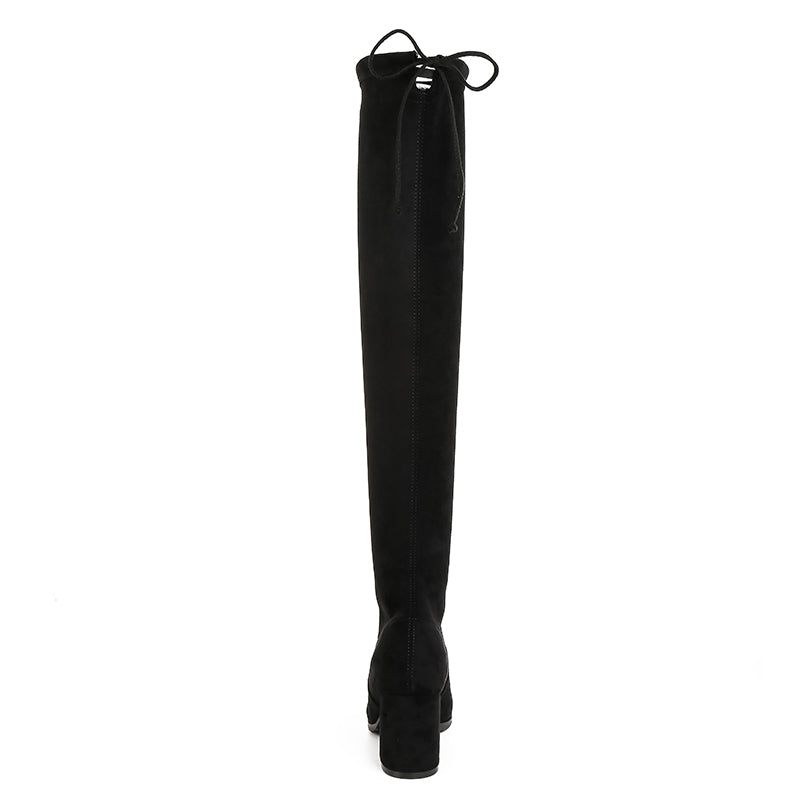 Women's Fashion Long Boot Manufacturers Thigh High Thick Heel Boots Comfort Stretch Suede Knee Boots