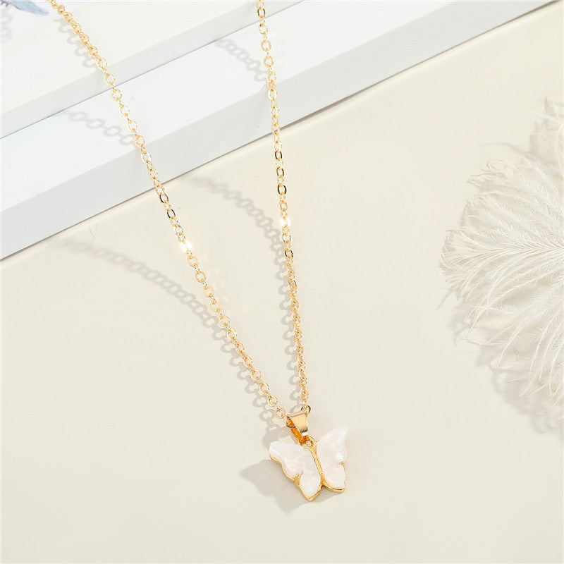 Wholesale Women Fashion Accessories Gold Plated Colorful Girlfriend Gift Butterfly Design Jewelry Women Jewellery Necklace