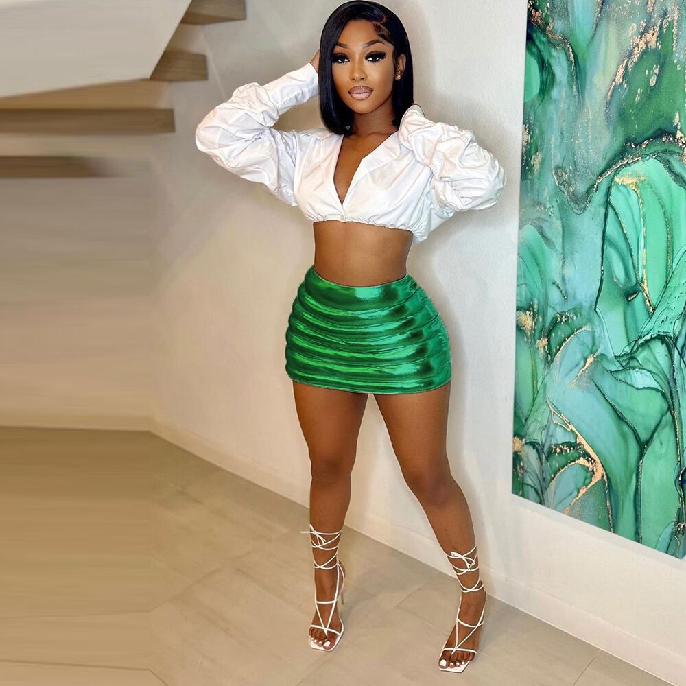 KaiChen 8 Color Silver Bubble Skirt Fashion Beautiful Women Mini Skirts Down Style Short Skirts