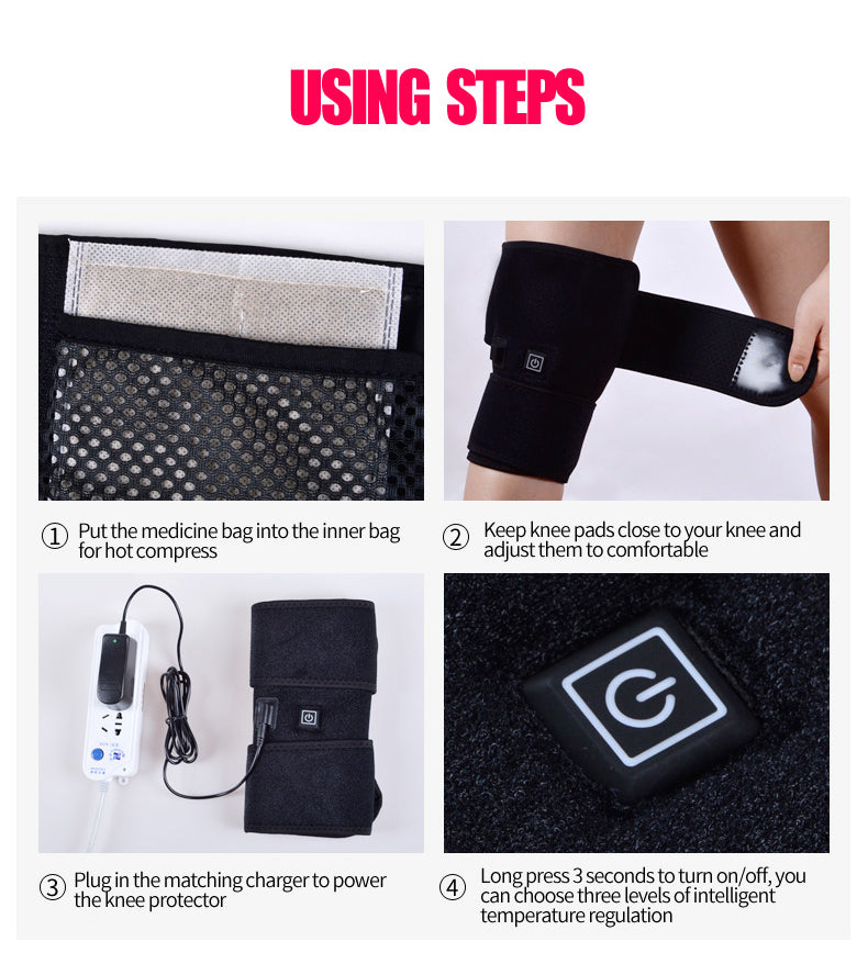 Hot-Sale Adjustable Heated Therapy Health Care Knee Brace Wrap for Winter Relief Cold and Pain