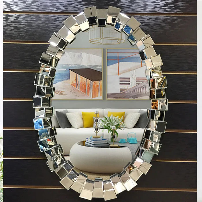 70*100cm Big European Bathroom Mirrors Home Wall Decor Wall Hanging Mirror Dining Edge Decoration Spelling Large Oval Mirror