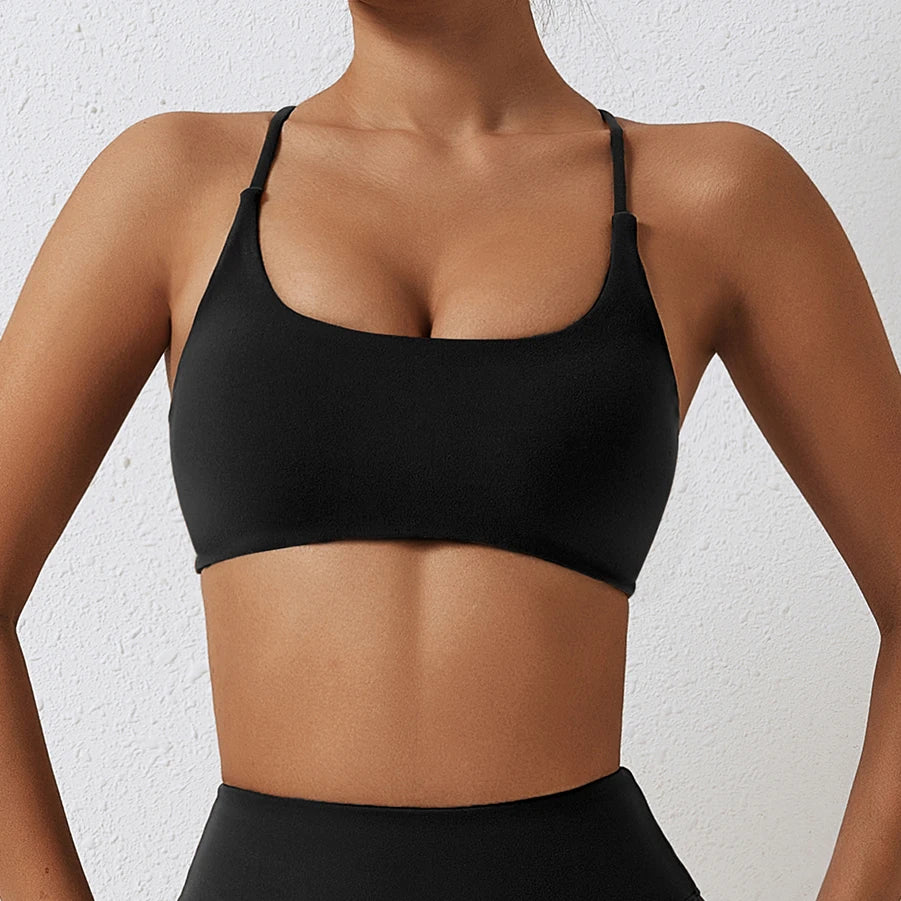 Hot Sex Girl Women Gym Activewear Sports Bra Gym Yoga Sports Bra Mint Crossed Back Tops