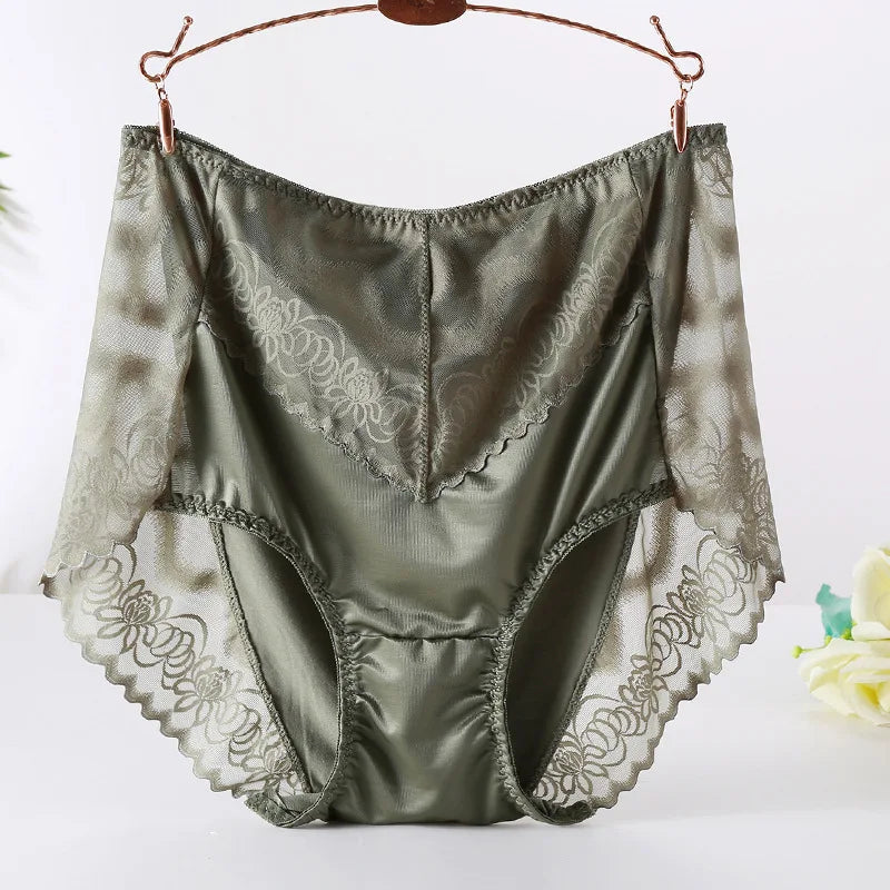Large Size Women's Underwear Sexy Thin Transparent Lace Modal Underwear High Waist Large Size Underwear