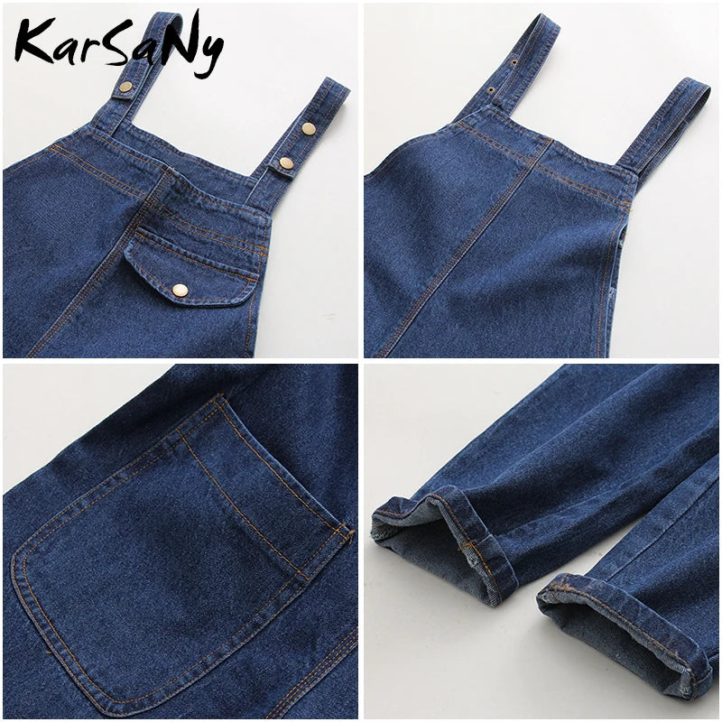 KarSaNy Denim Overalls Jeans Women Jumpsuit Mom Denim Jeans Woman Casual Blue Jean Overalls for Women Elegant Autumn