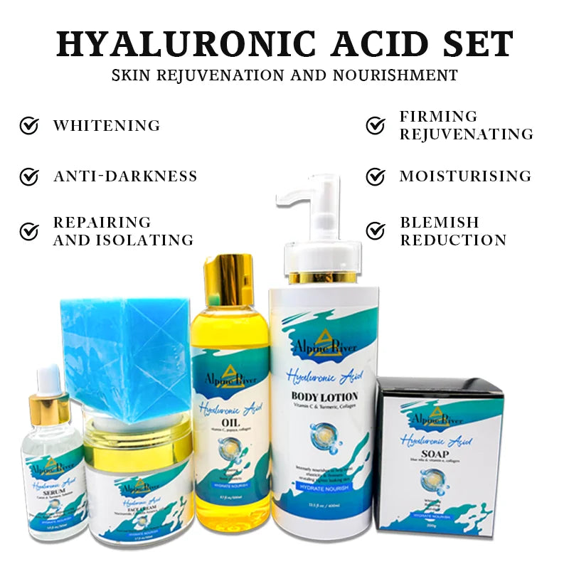 Private Label 5pcs Skin Care Products Turmeric Collagen Anti-Aging Face & Body Skin Whitening Cleansing Soap Skin Care Set