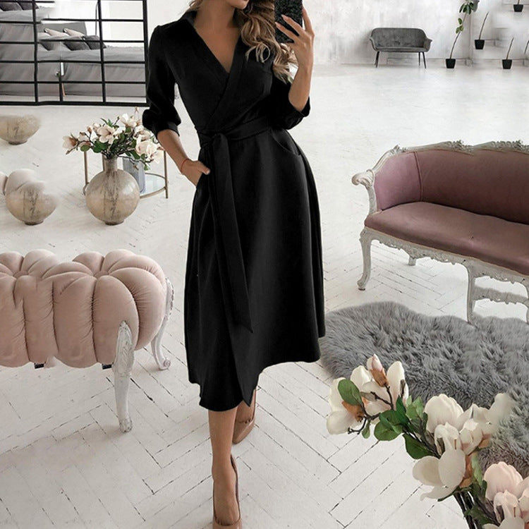 Wholesale Fall Clothing Sexy Stylish Loose Dresses Women Dresses 2021 Vestidos Casuales Office Dress