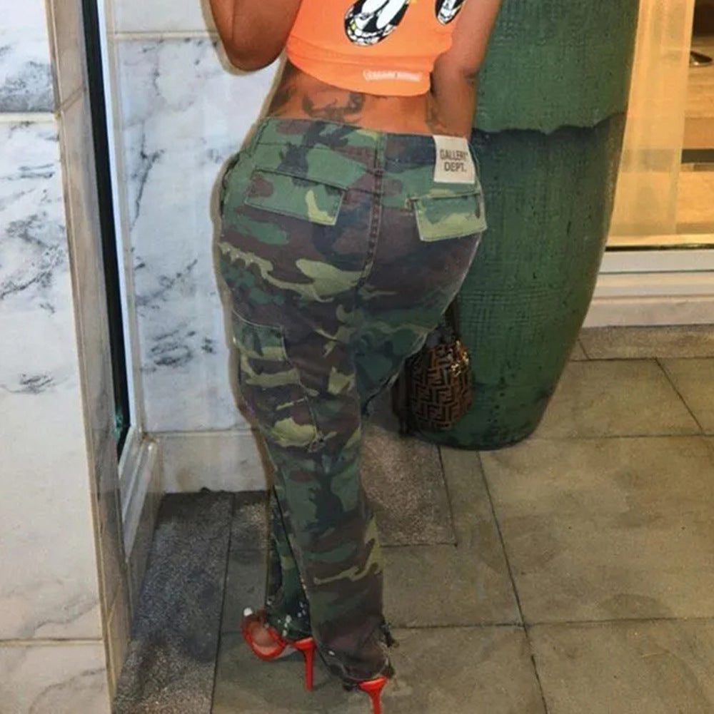 Hot Fall Clothing Casual Print Loose Pants Women Jeans Casual Trouser Pants Women Pants for Women 2022 Fashion