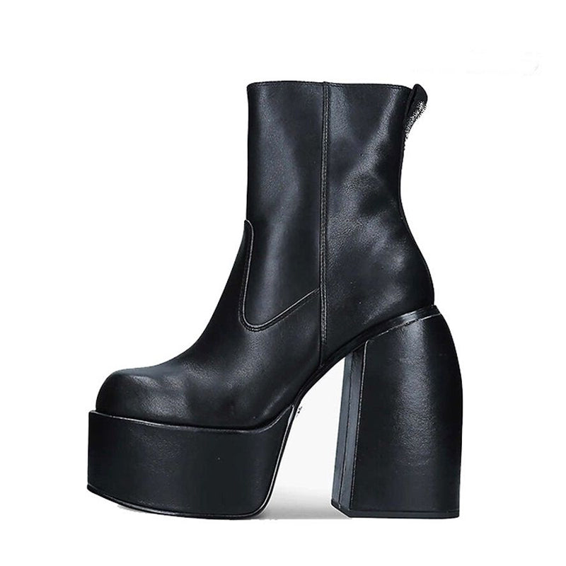 Famous Brand Fashion Women's Boots Thick Heel Waterproof Platform Ankle Boots Black Sexy Knee Boots Banquet Party High Heel Boot