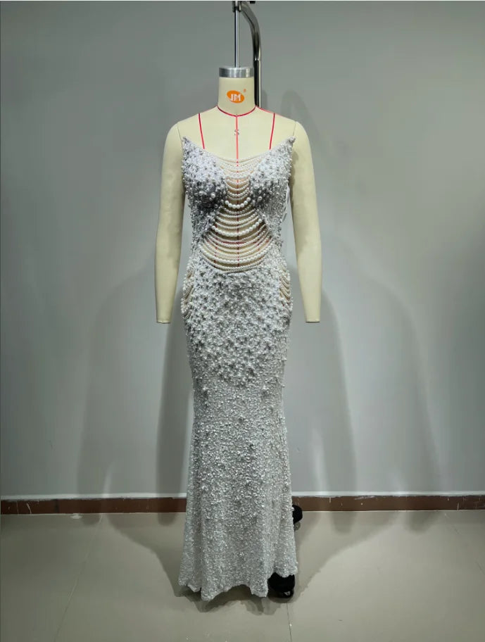 ED2612 Excellent Quality High Fashion Dress Pearl Dress Women Dresses Women for Join Wedding Strapless - My Store